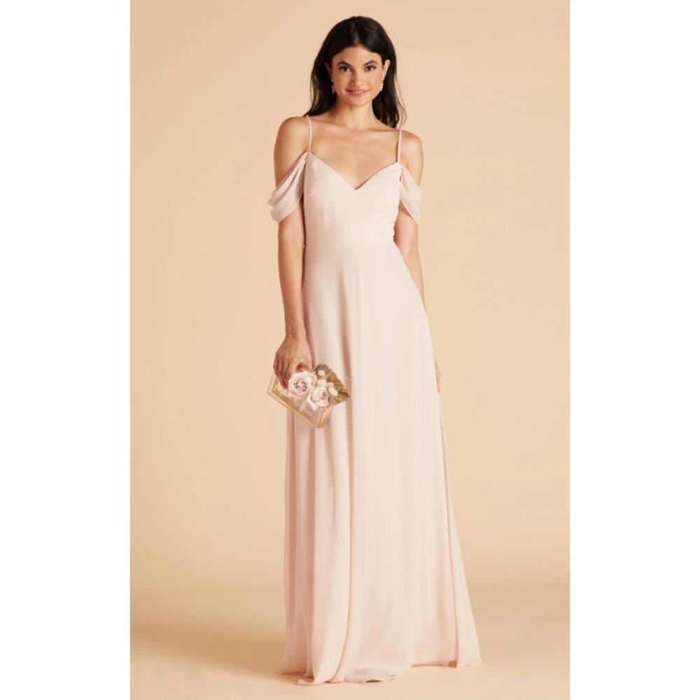 Birdy Grey Devin Convertible Maxi Dress Chiffon Pale Blush Women's XS Bridesmaid